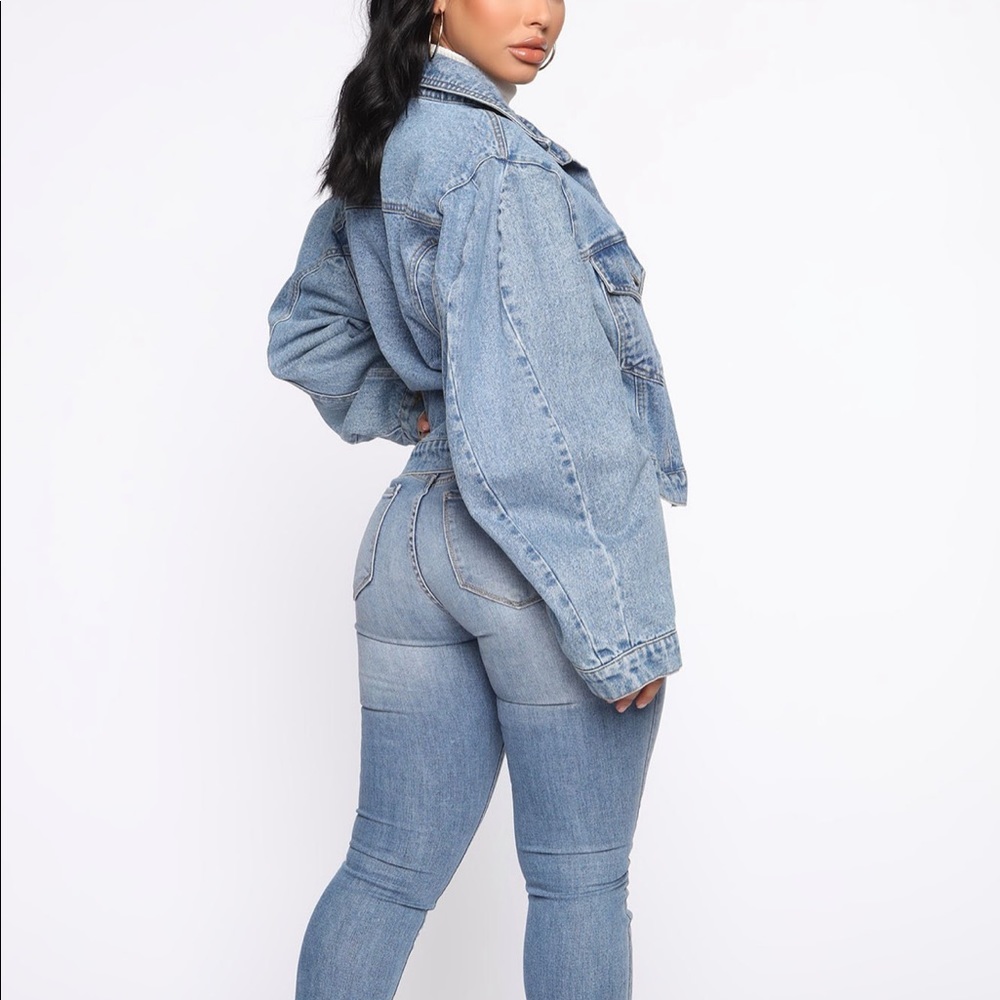 Bubble Sleeve Denim Jacket. Large - image 6